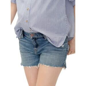 [Hatch] The Under The Bump Cut-Off Maternity Shorts Raw Hem Distressed Denim 31